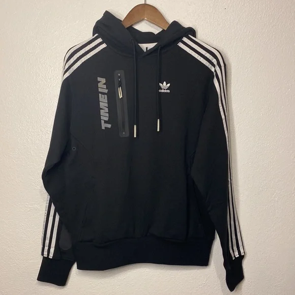 Adidas Pullover Hoodie with Drawstring Hood and Split Kangaroo Pocket - Picture 5 of 9